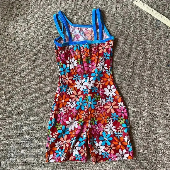 GK Floral Print Girl Sportswear Gymnastics Suits Size XS - Picture 3 of 4